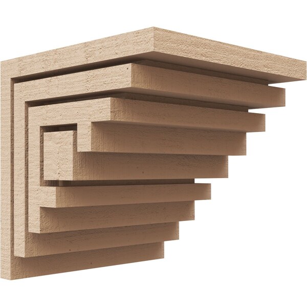 Ekena Millwork 5"W x 5"D x 5"H Wide Landon Rough Cedar Woodgrain TimberThane Corbel, Primed Tan CORUR05X05X05LANRCPR - main